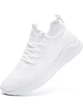 Men's White Running Shoes Sneakers Tennis Fitness Athletic Shoes Non Slip Shoes